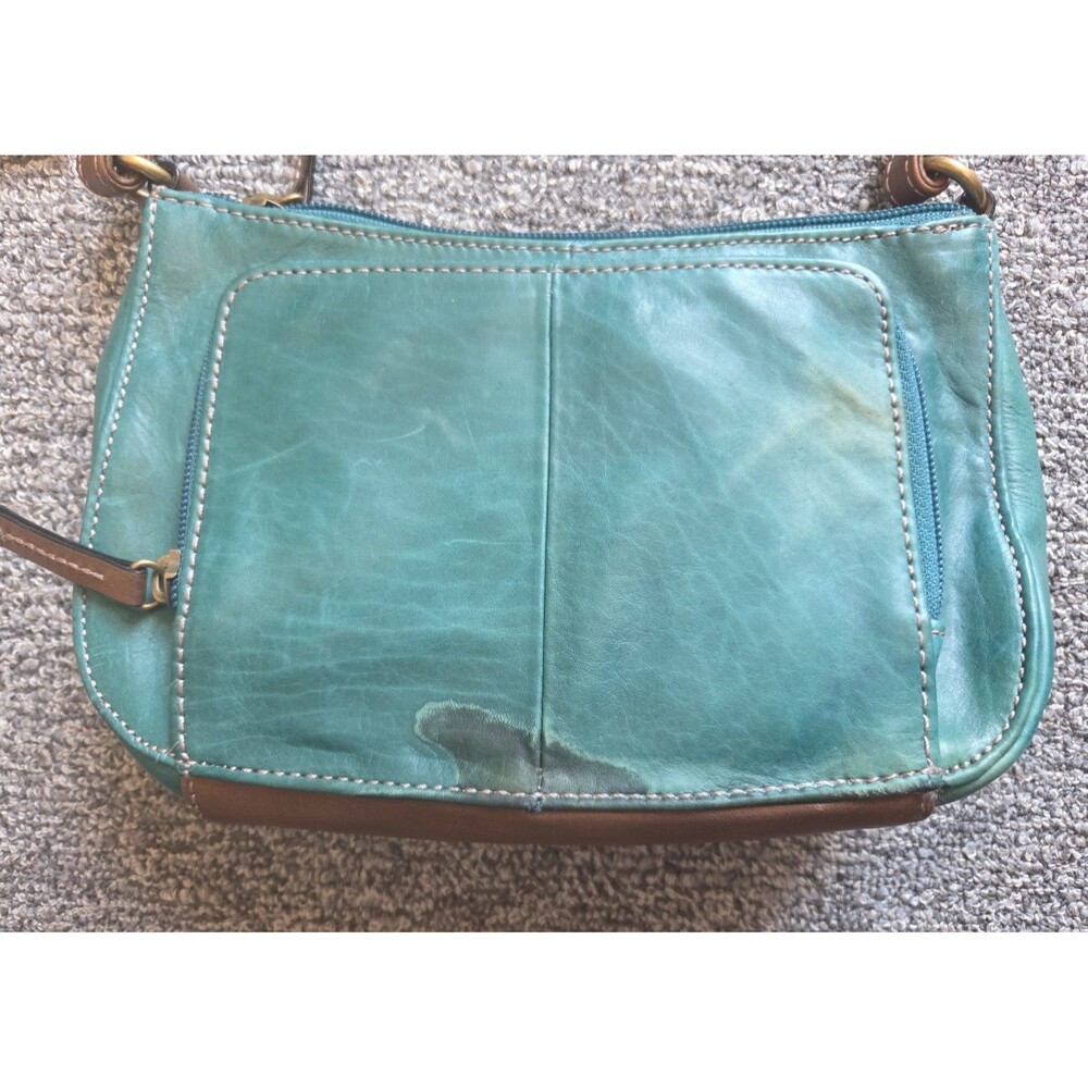 Tignanello Leather Crossbody, Dark Turquoise, NEW with Defects. - Picture 7 of 8